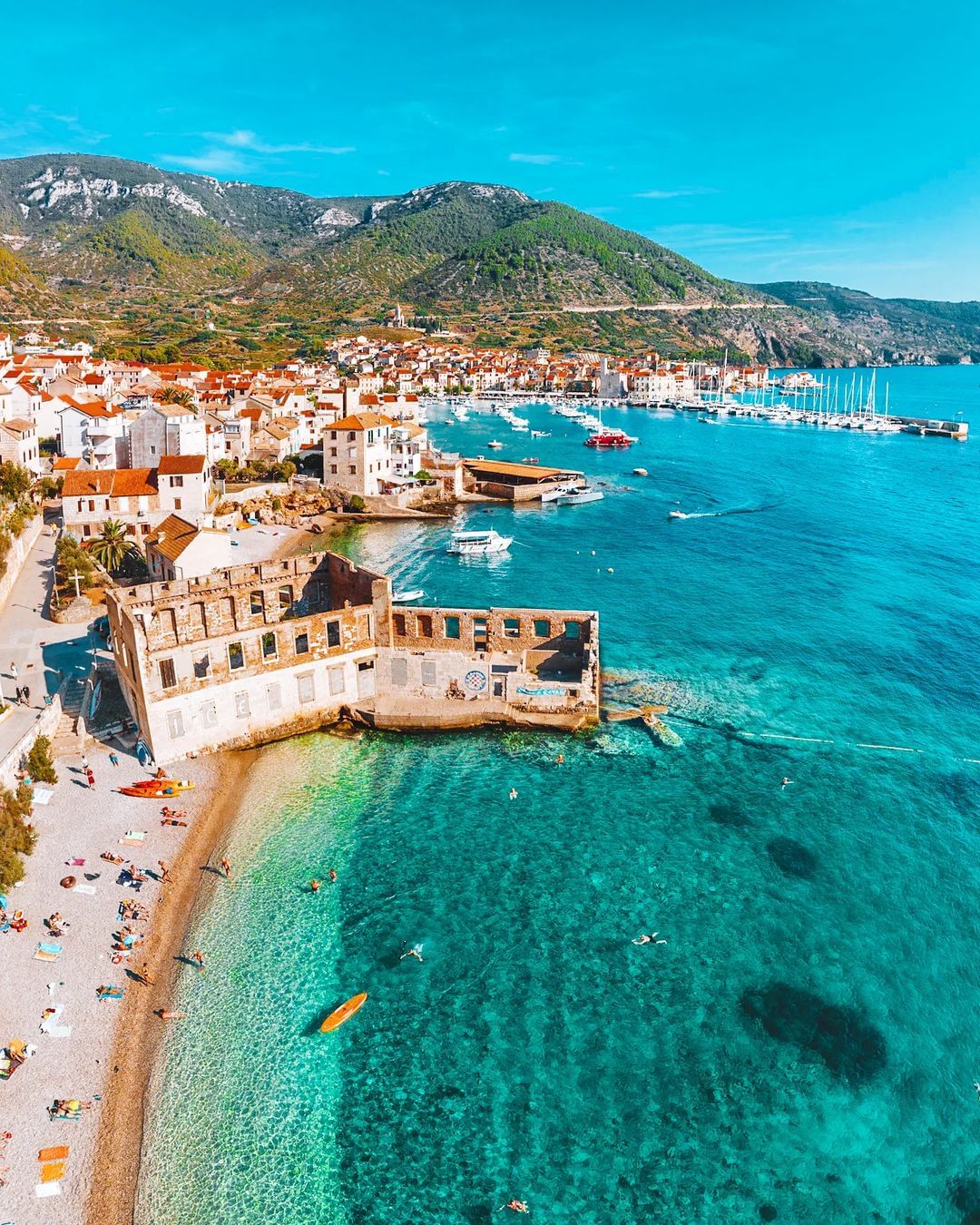 Komiža fishing village on island Vis Croatia