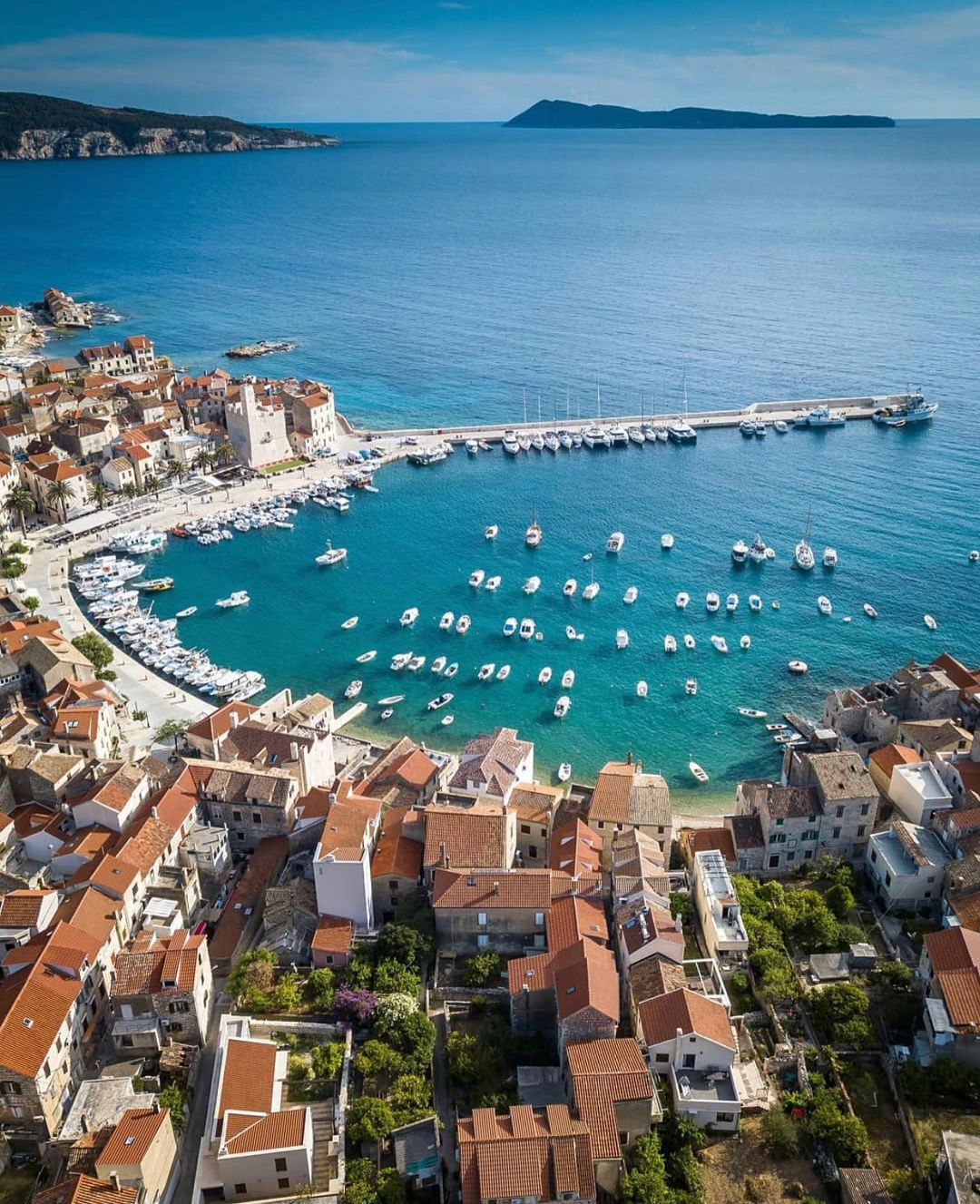 Komiža village harbour Vis island Croatia