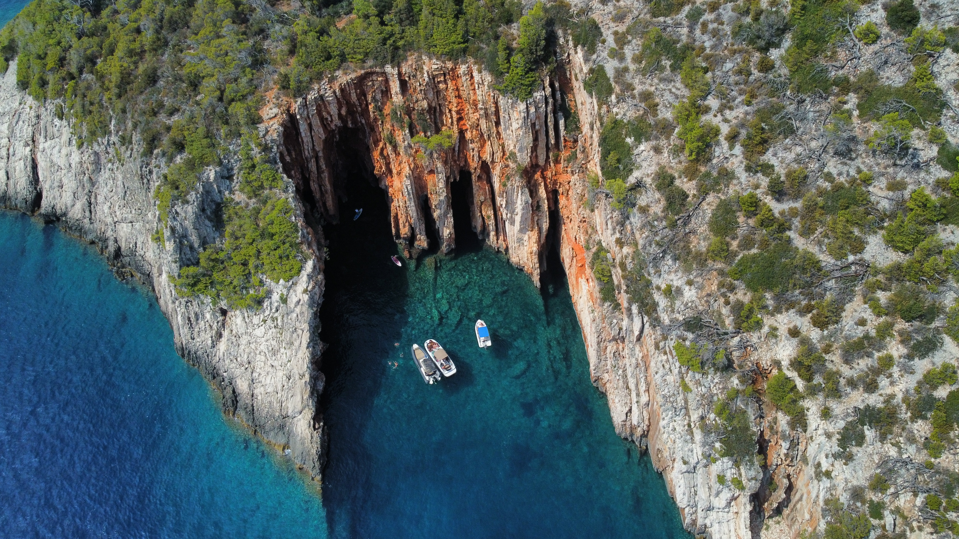 Red Rocks drone shot aerial view Pakleni Islands Croatia