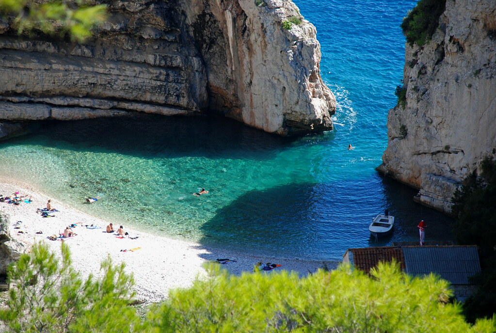 Stiniva beach cove on Vis island Croatia
